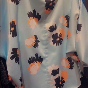 Andrew Marc Floral Women's Blouse in Light Blue and Black